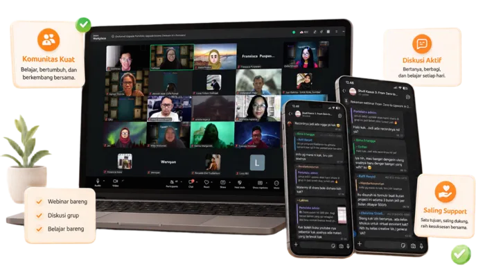 Komunitas Portolabs: sesi diskusi via video call dan obrolan grup yang aktif
